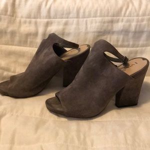 Via Spira Peep-toe suede shoes